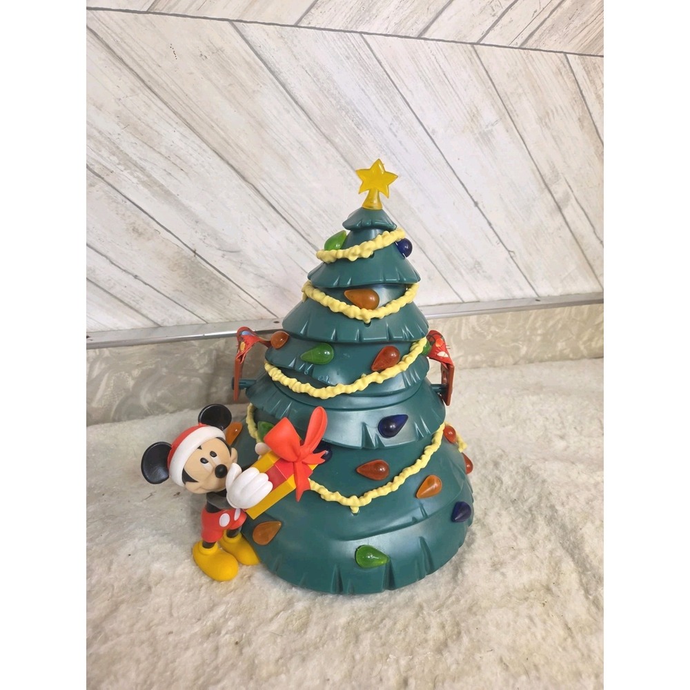 Disney Parks Mickey Mouse Christmas Tree Light Up Popcorn Bucket Holiday READ